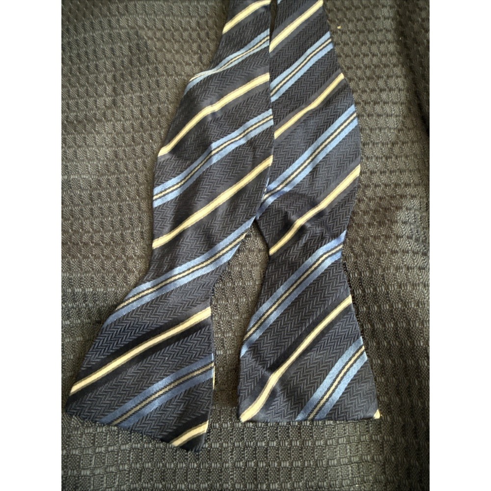 Haspel Mens Silk Bow Tie Blue Striped Mens Tie